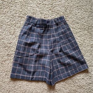 VINTAGE WOMEN'S PLAID HIGH WAIST PLEATED SHORTS - BARRIE STEPHENS